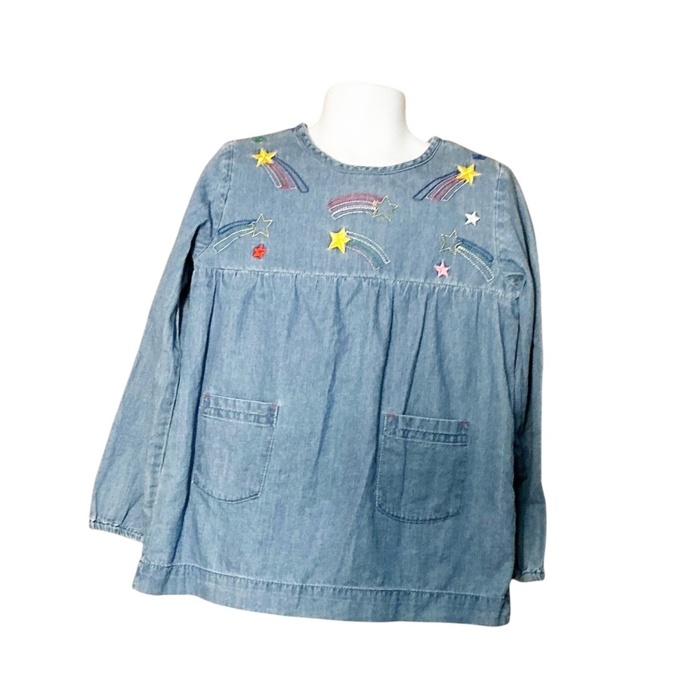 Mini Boden Chambray Embroidered Shooting Star Shirt size 5/6‎